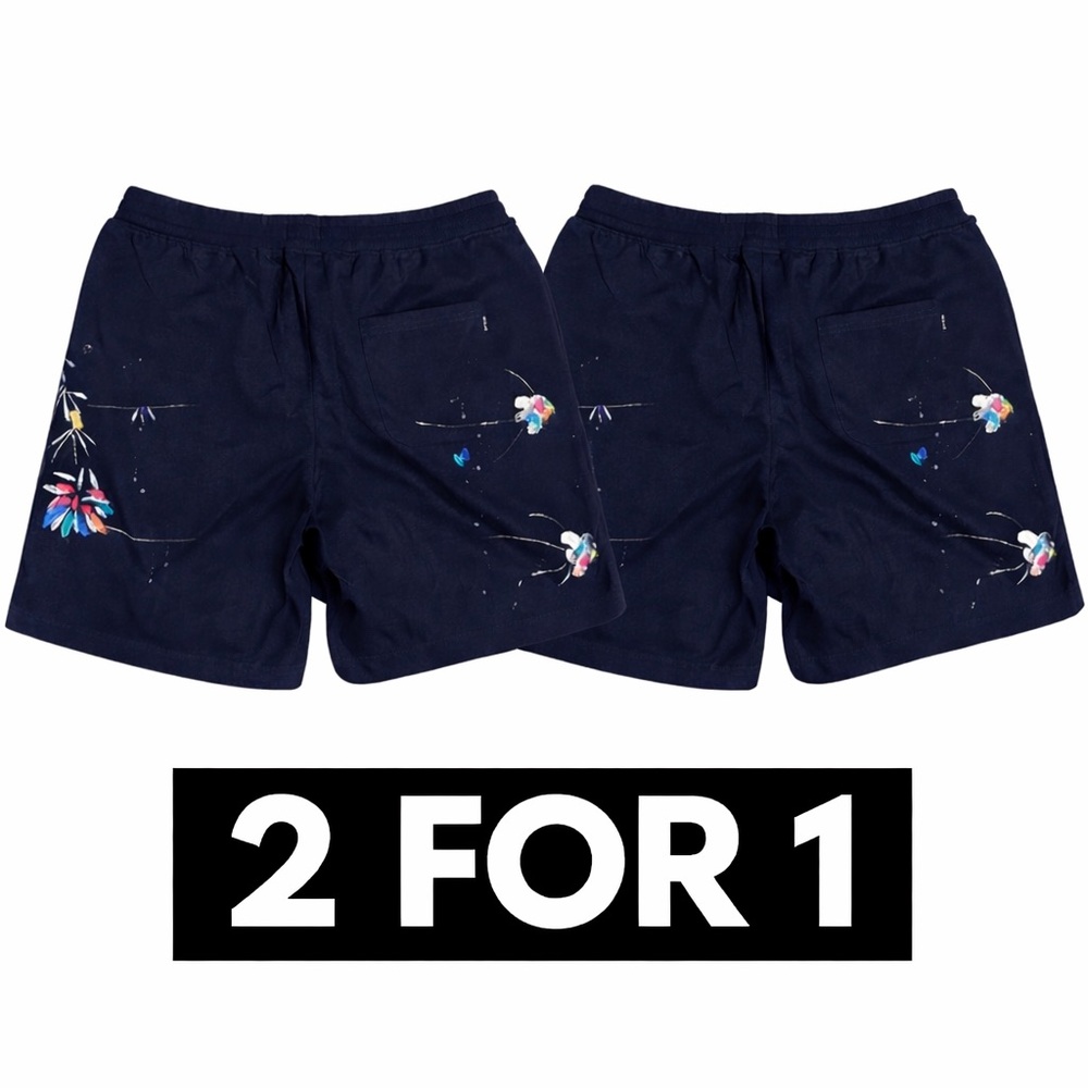 EPTM Navy Floral Shorts XXL NWT 7” Inseam Drawstring Pockets - TWO PAIRS!!!